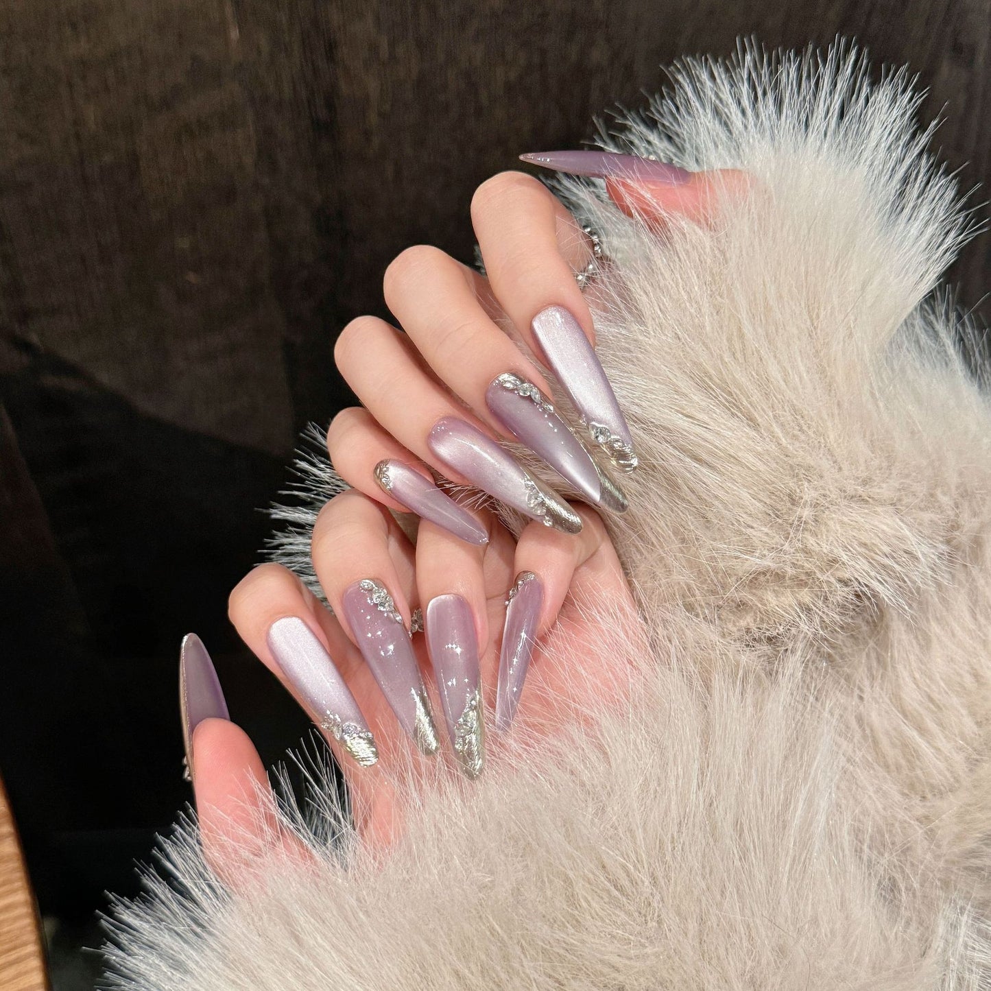 French Gradient Moon Shadow Zihui Gentle Temperament Pile Rhinestone Removable Wear Armor