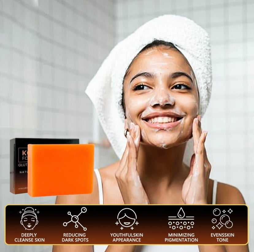Organic Turmeric Soap Bar For Face, Kojic Acid Soap For Hyperpigmentation, Premium Japanese Formulated Kojic Soap Enriched With Vitamin C, Retinol, Collagen