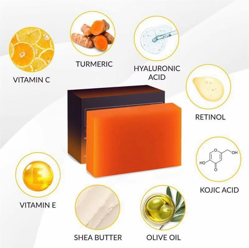 Organic Turmeric Soap Bar For Face, Kojic Acid Soap For Hyperpigmentation, Premium Japanese Formulated Kojic Soap Enriched With Vitamin C, Retinol, Collagen