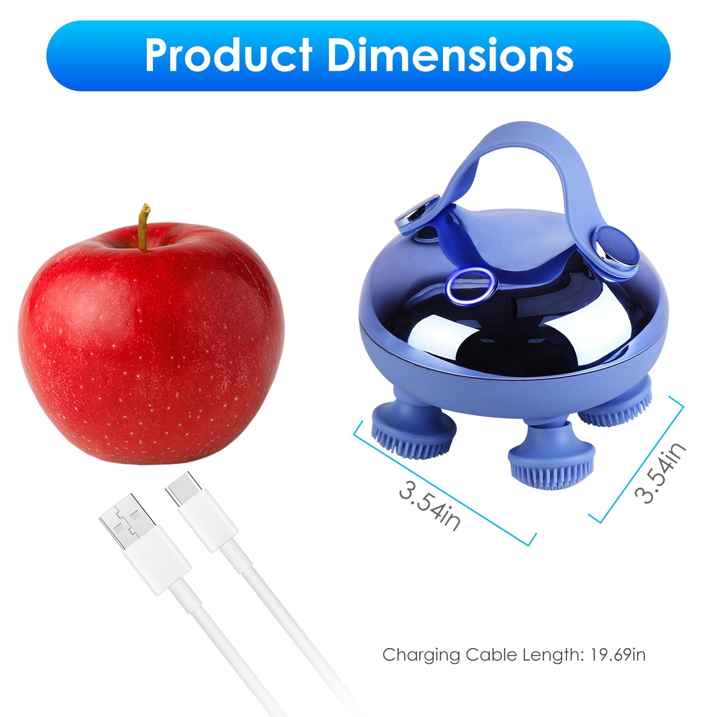 1Pc Electric Scalp Massager Rechargeable Head Mssager IPX7 Waterproof Dog Cat Massager With Red Light 3 Modes 3 Types Of Massage Claws For Men Women Elders