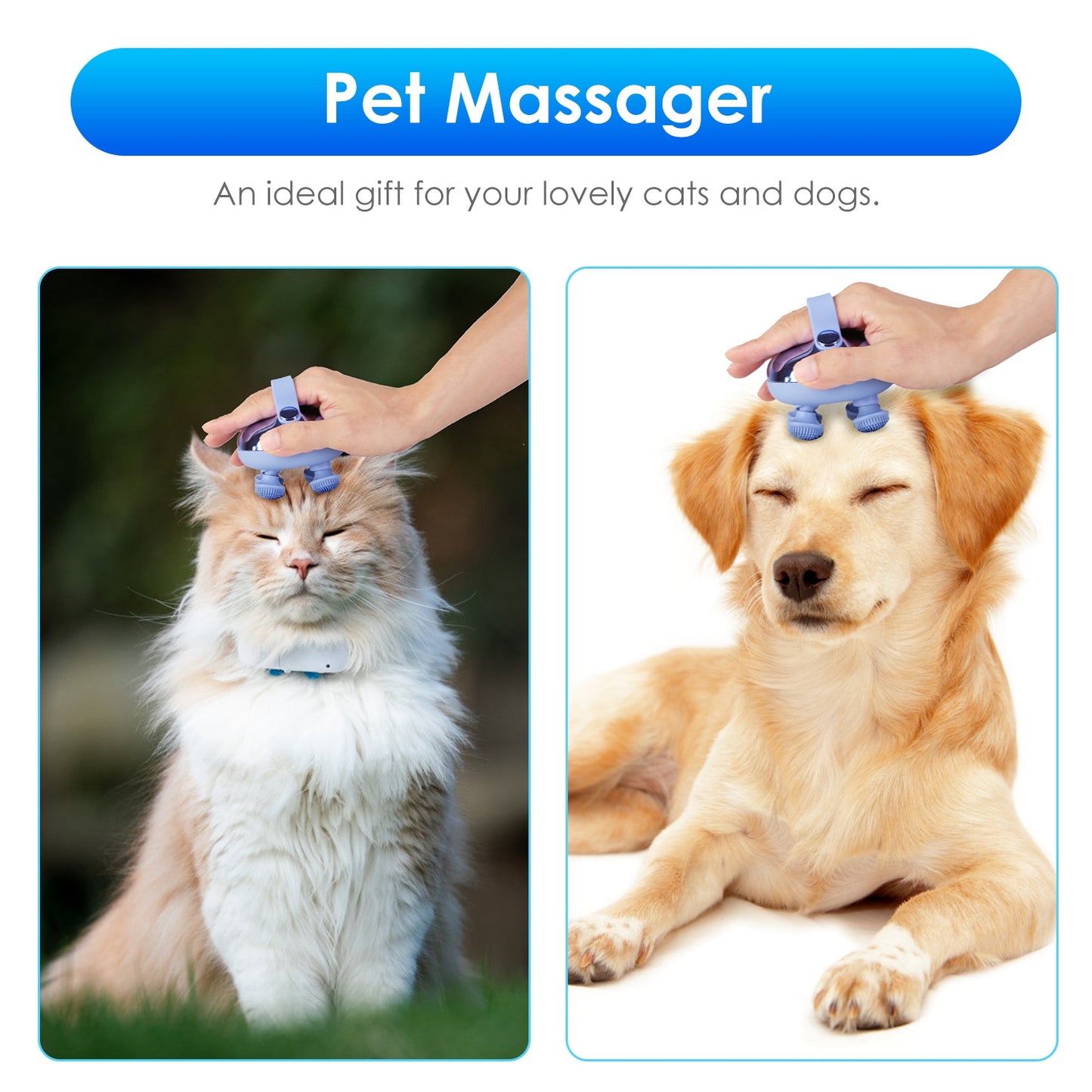 1Pc Electric Scalp Massager Rechargeable Head Mssager IPX7 Waterproof Dog Cat Massager With Red Light 3 Modes 3 Types Of Massage Claws For Men Women Elders