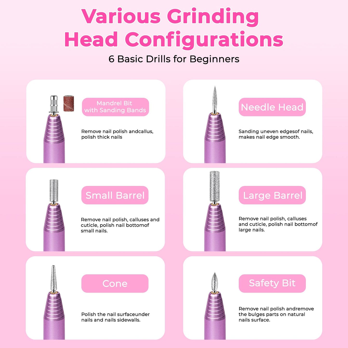 Professional Portable Electric Nail File Kit, Manicure With Nail Drill Bits