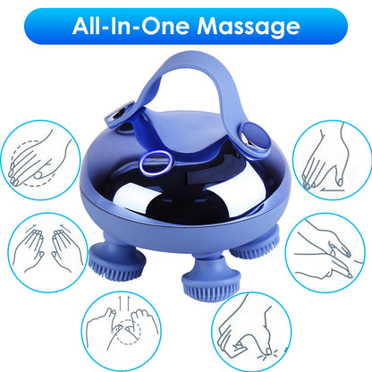 1Pc Electric Scalp Massager Rechargeable Head Mssager IPX7 Waterproof Dog Cat Massager With Red Light 3 Modes 3 Types Of Massage Claws For Men Women Elders