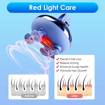 1Pc Electric Scalp Massager Rechargeable Head Mssager IPX7 Waterproof Dog Cat Massager With Red Light 3 Modes 3 Types Of Massage Claws For Men Women Elders